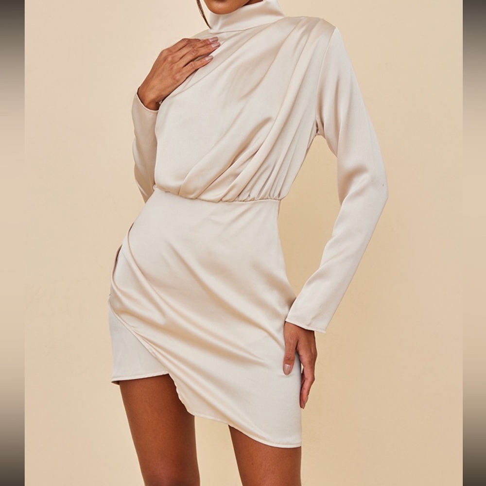 Satin long sleeve dress